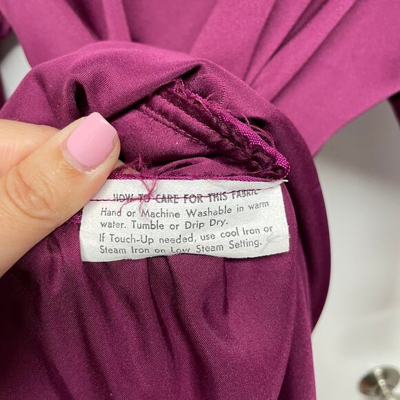 Ayres E. Eysen Vintage Purple Satin Wrap Front Dress VTG Size 6 Long Sleeve MOD - Picture 7 of 11
